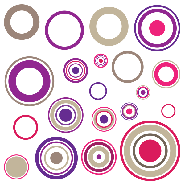 Sticker cercles Fuschia Violet Taupe